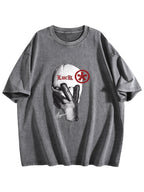 Luck Masked Figure Graphic Washed T-Shirt