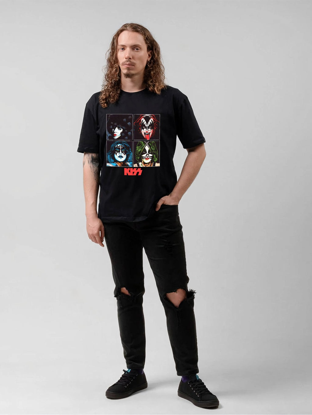 KISS Four Faces Pop Art Portrait Rock T-Shirt