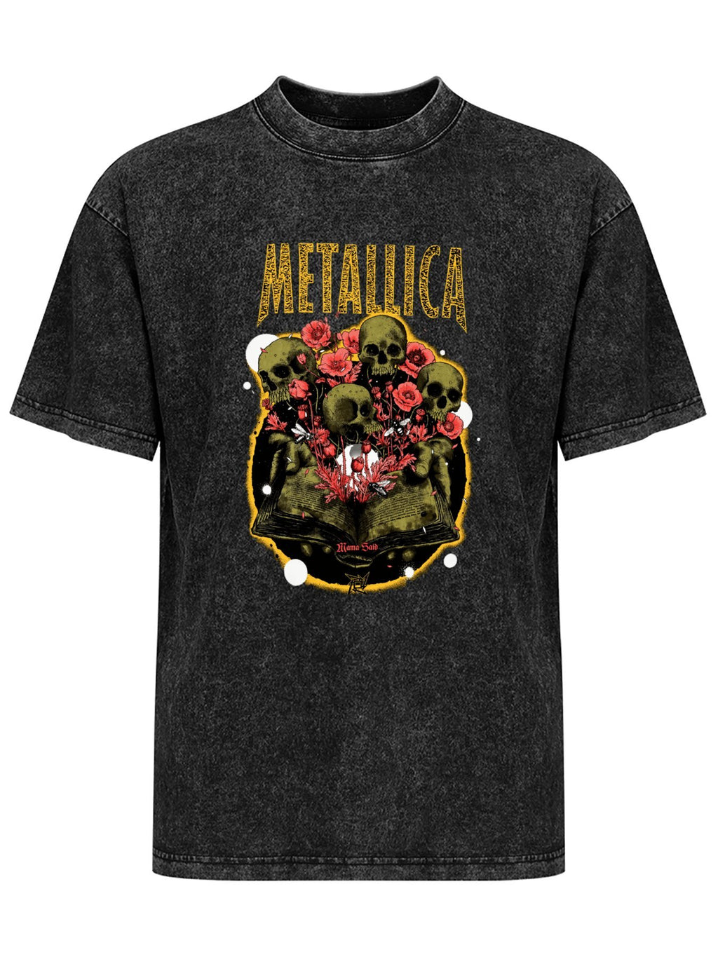 Metallica Mama Said Skull and Roses Graphic T-Shirt