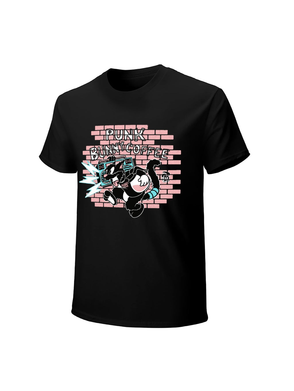 Punk Bunny Coffee Street Cartoon Graphic T-Shirt