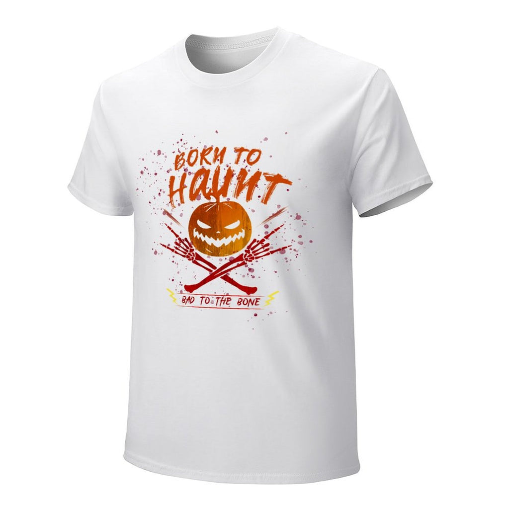 Born to Haunt Pumpkin Graphic White T-Shirt