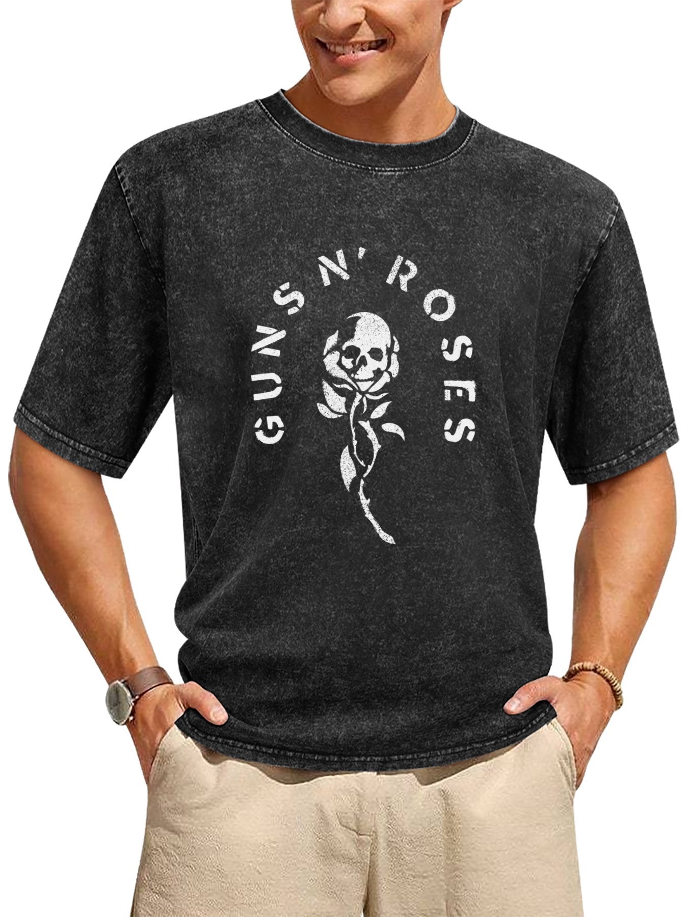 Guns N’ Roses Skull and Rose Vintage Graphic T-Shirt Secondary image