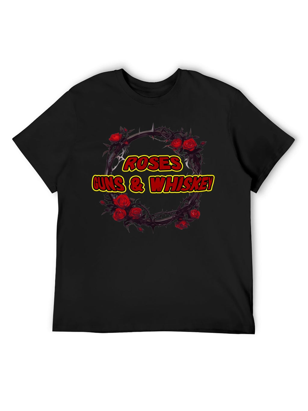 Roses Guns & Whiskey Thorn Wreath Graphic T-Shirt