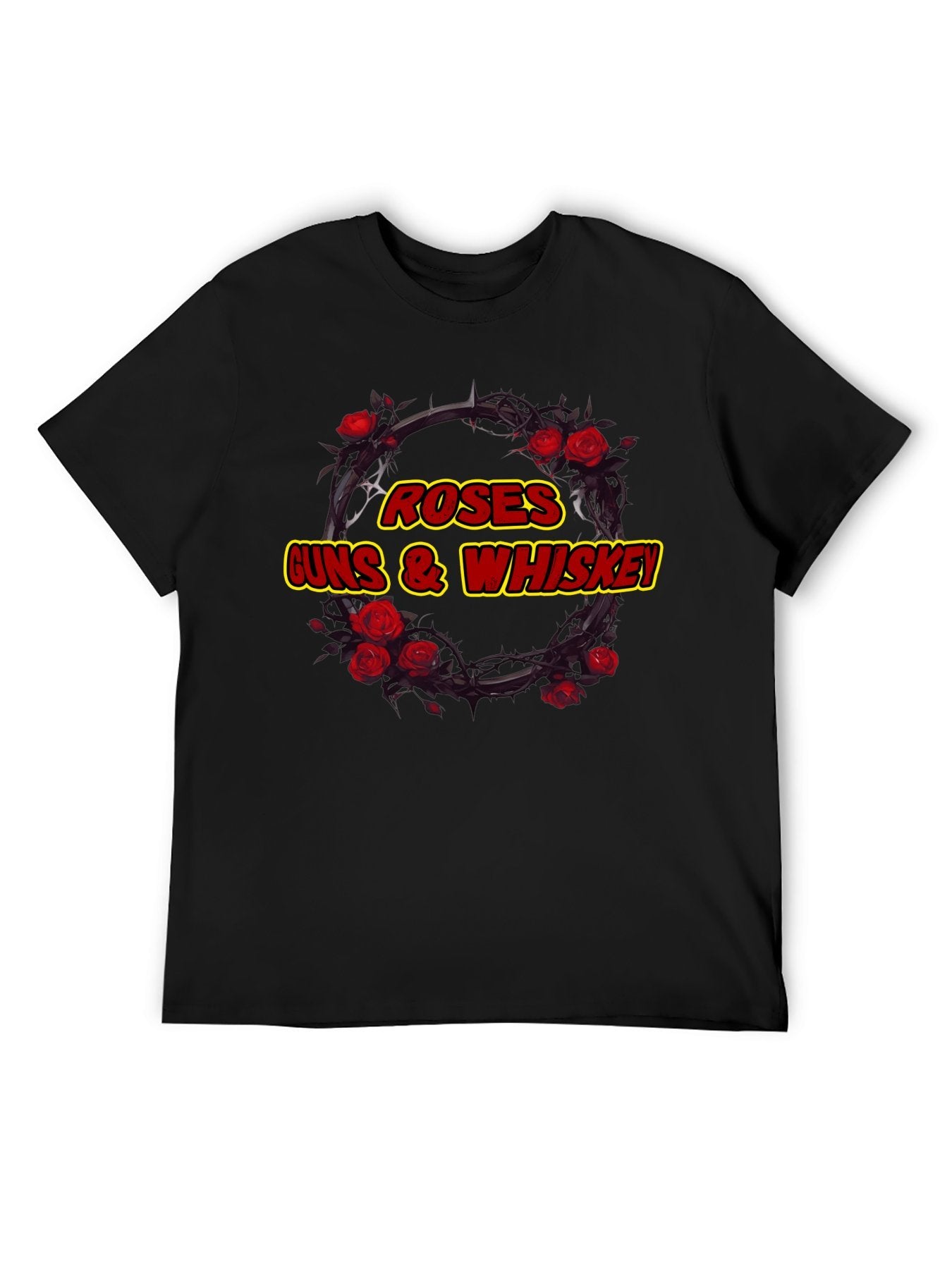 Roses Guns & Whiskey Thorn Wreath Graphic T-Shirt