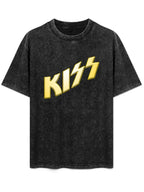Vintage Washed KISS Gold Logo Graphic T-Shirt