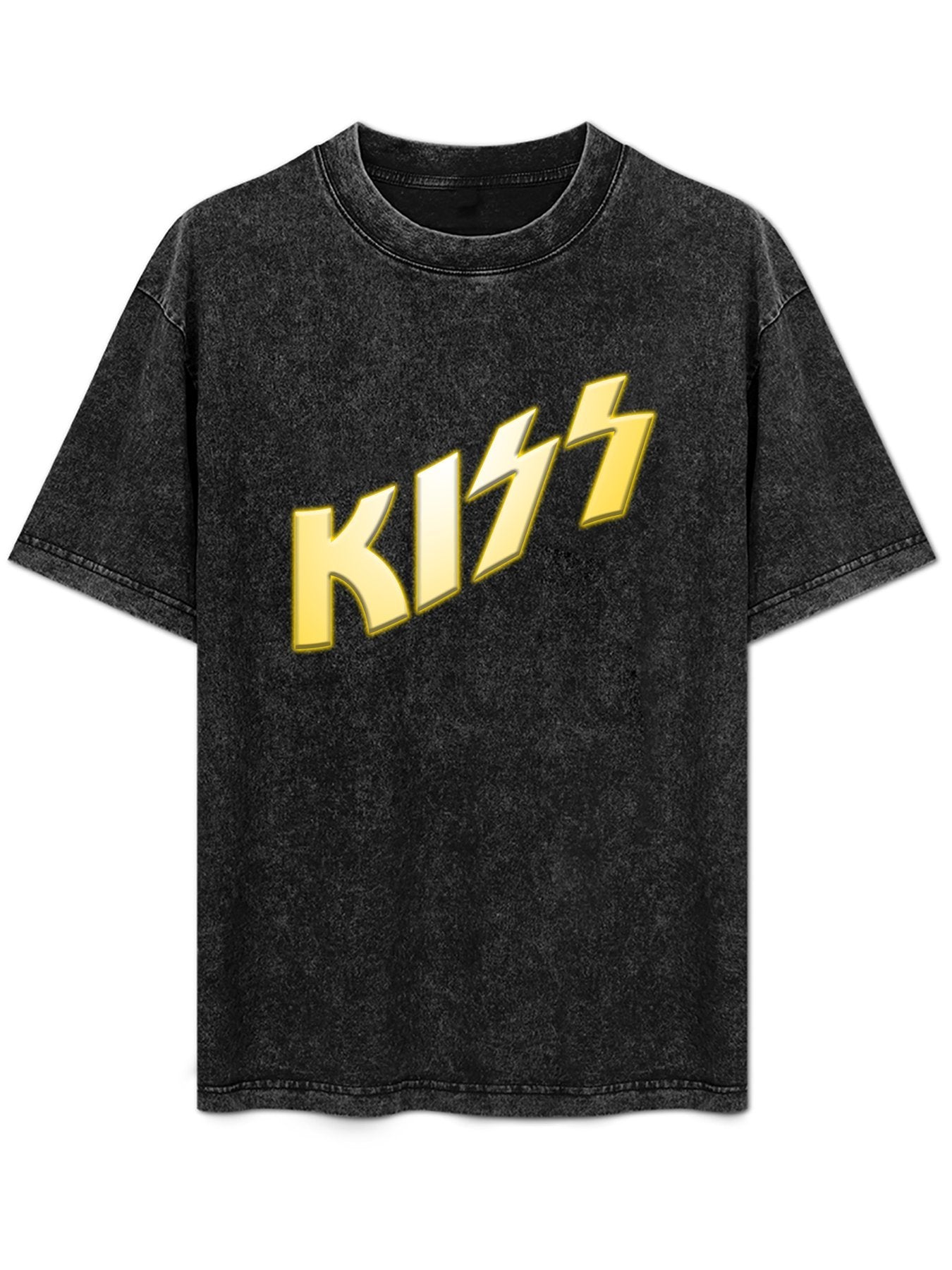 Vintage Washed KISS Gold Logo Graphic T-Shirt