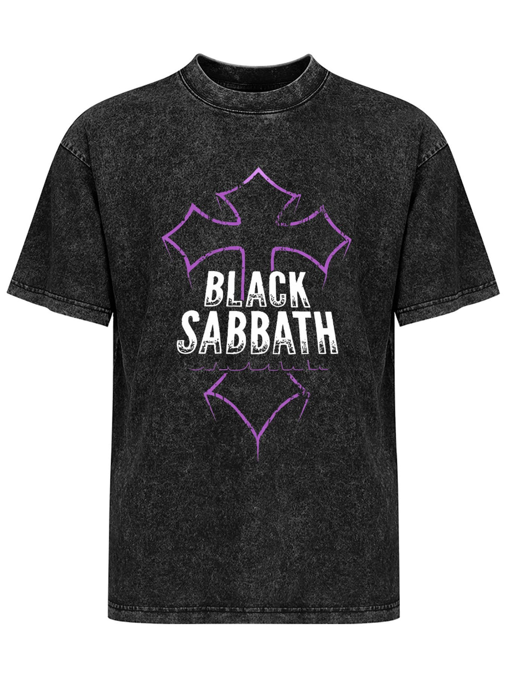 Vintage Washed Black Sabbath Purple Cross Graphic T-Shirt