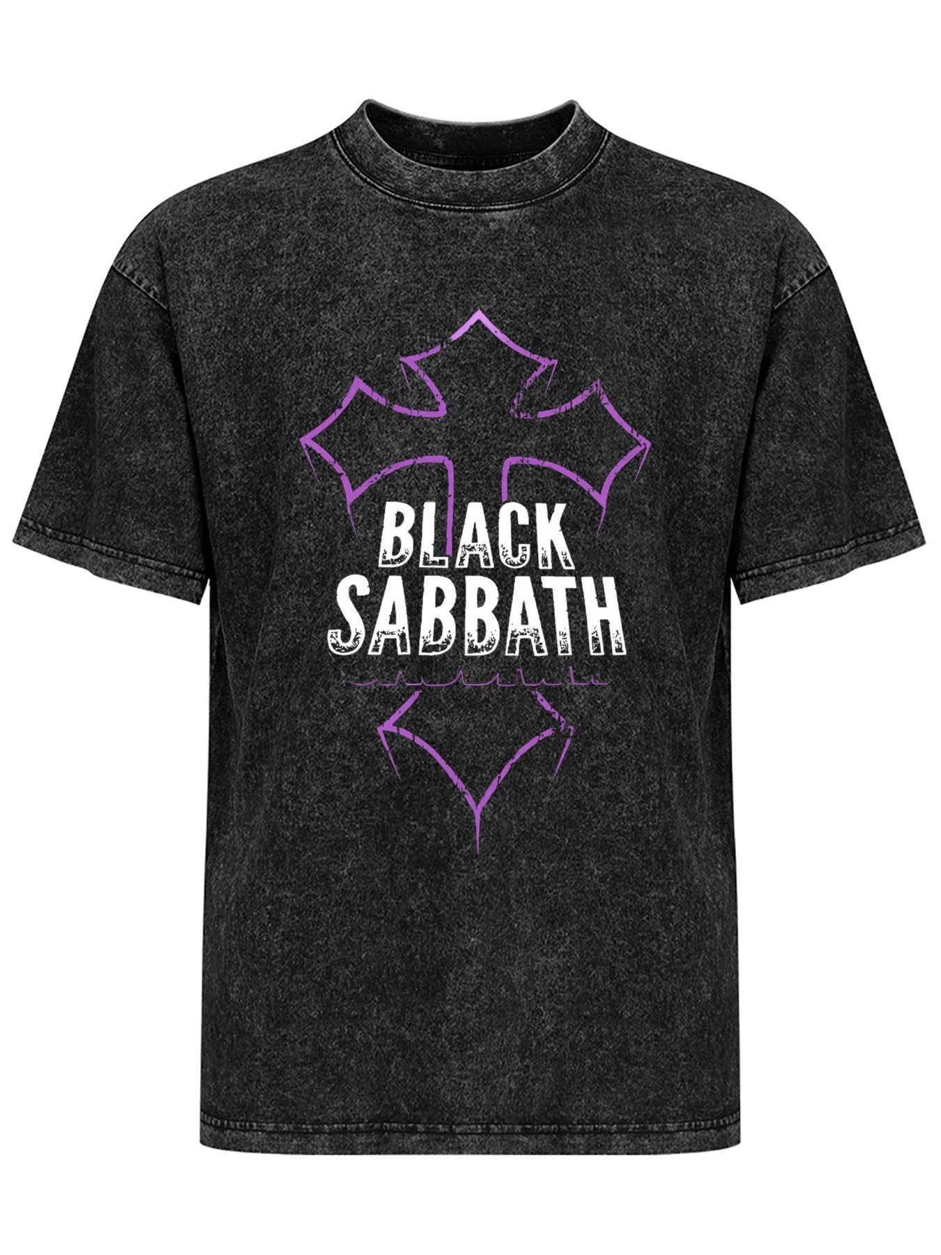 Vintage Washed Black Sabbath Purple Cross Graphic T-Shirt