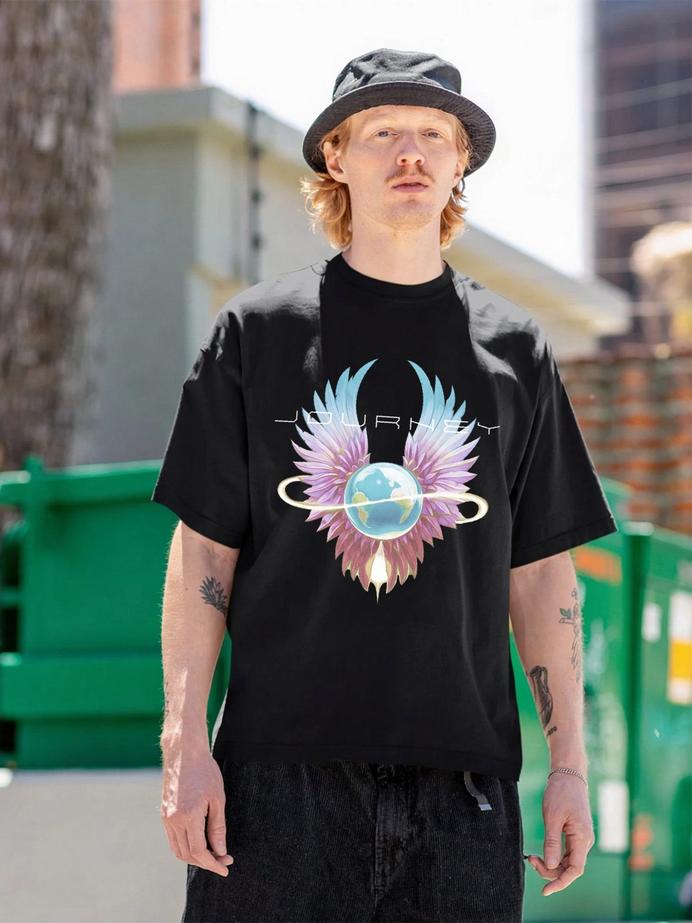 Journey Celestial Wings Globe Dreamscape Graphic T-Shirt
