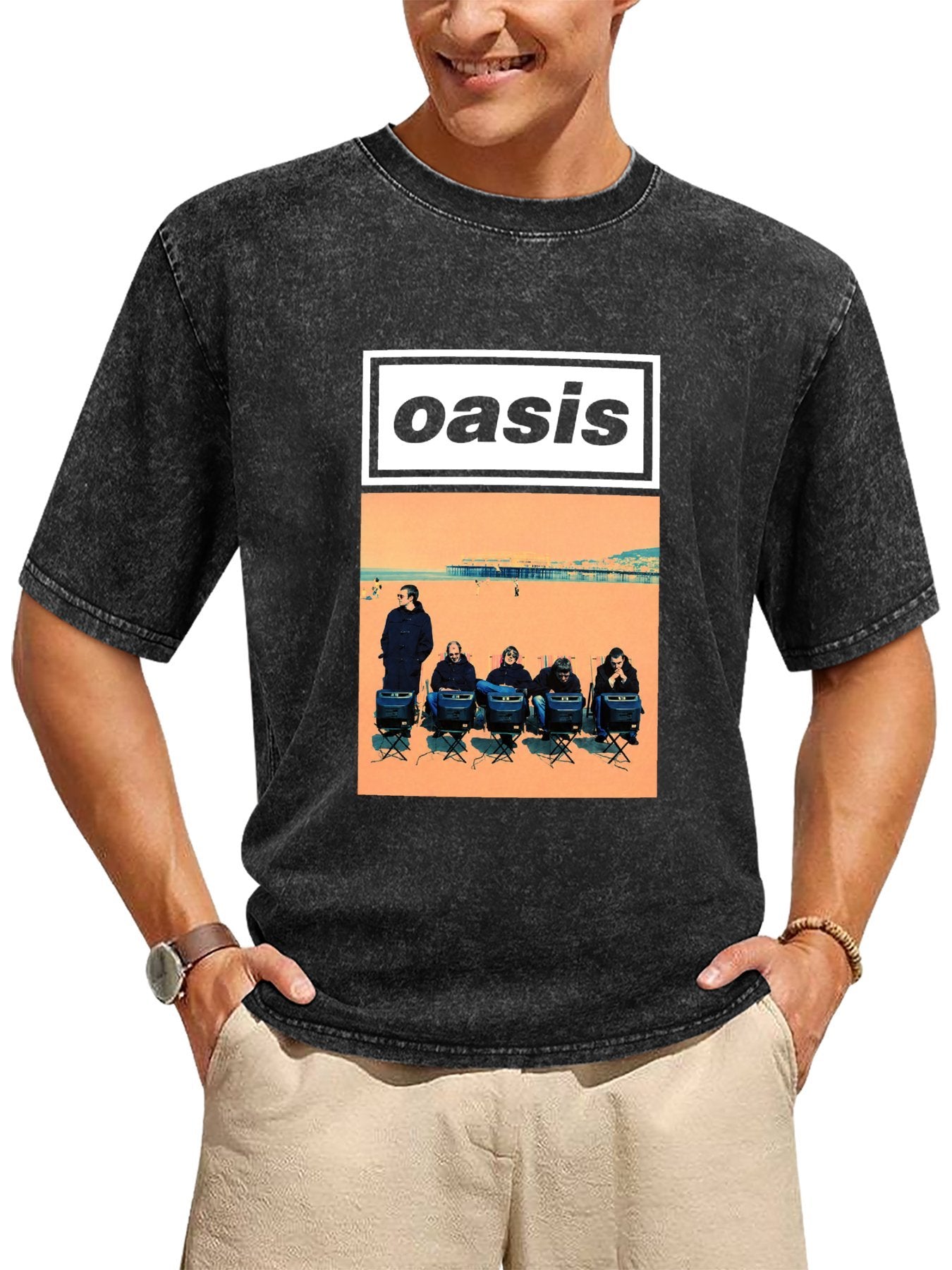 Oasis Beach Band Portrait Graphic T-Shirt