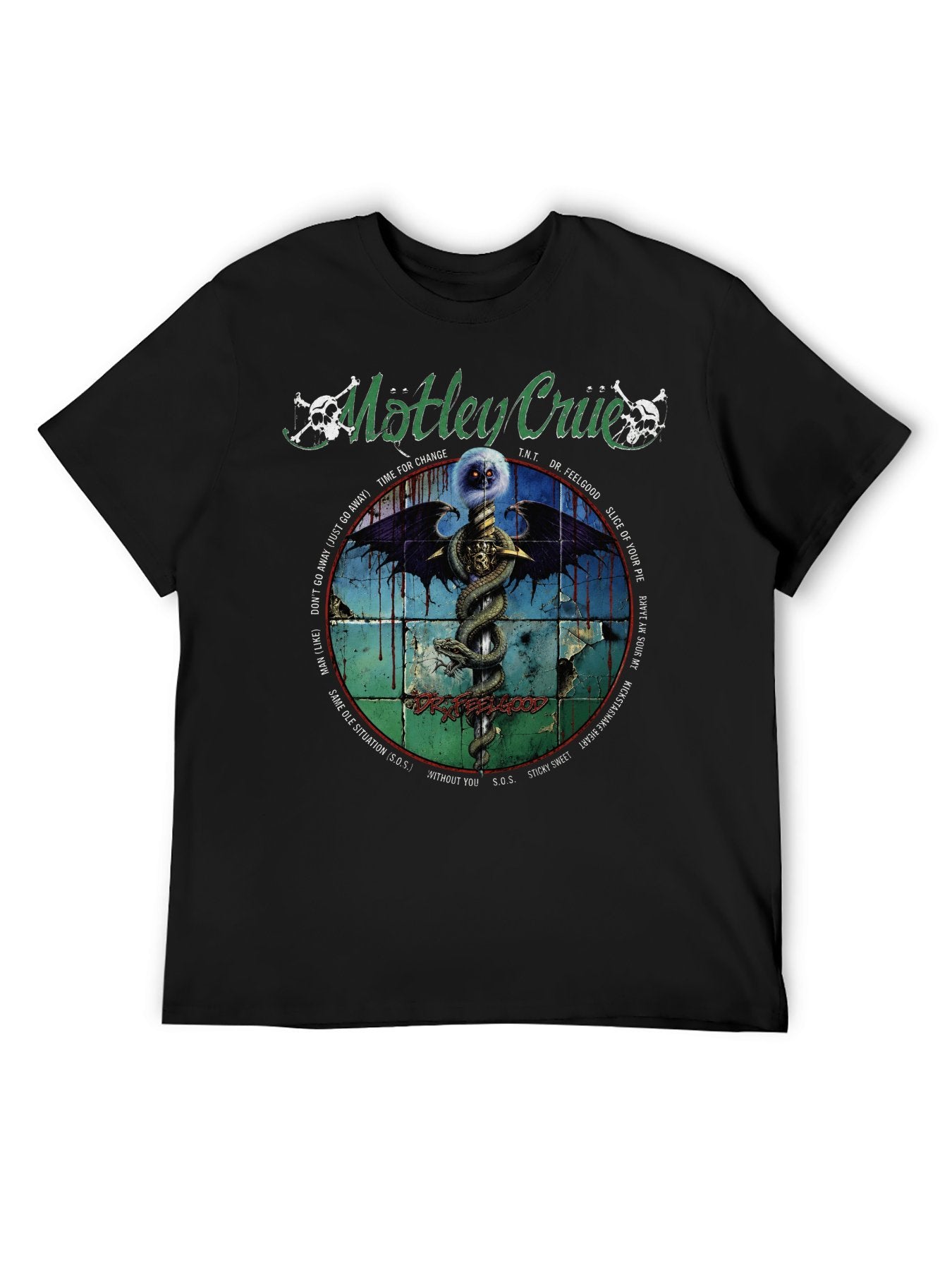 Mötley Crüe Dr. Feelgood Circular Album Graphic T-Shirt