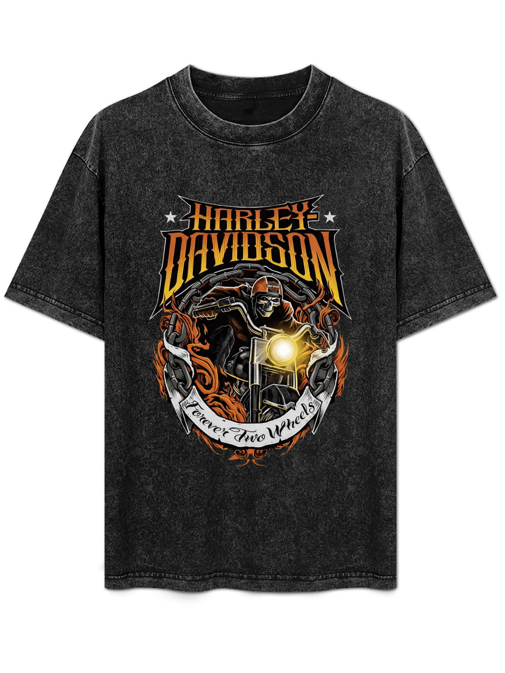Vintage Washed Harley-Davidson Skull Rider Graphic T-Shirt