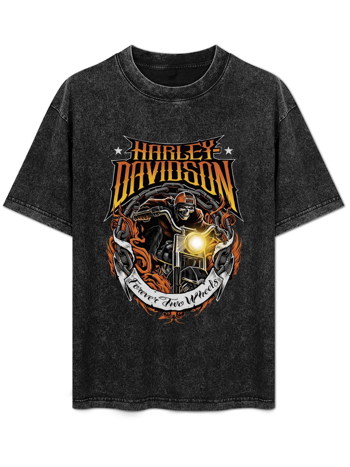 Vintage Washed Harley-Davidson Skull Rider Graphic T-Shirt