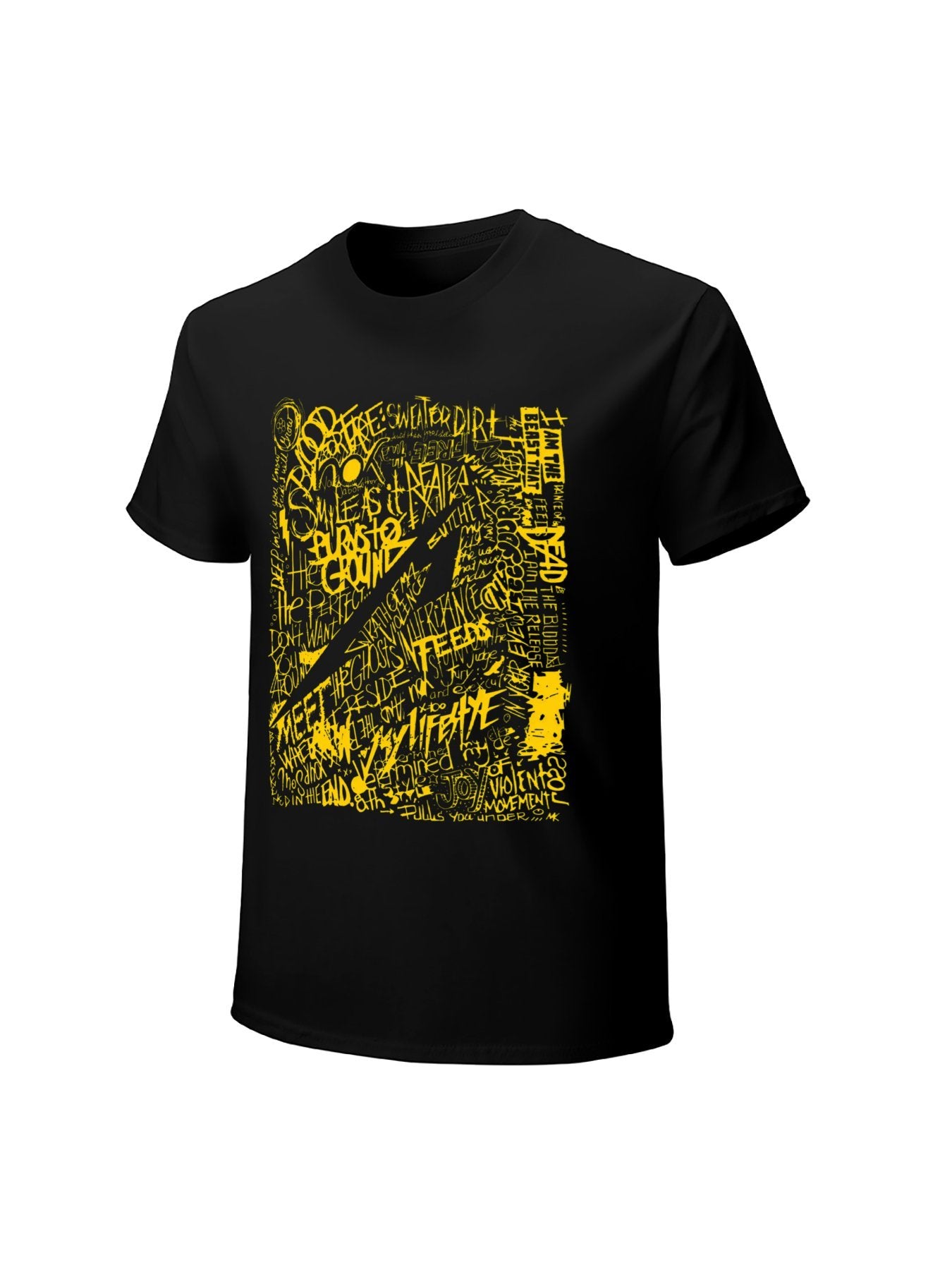 Metallica Yellow Lyric Collage Graphic T-Shirt