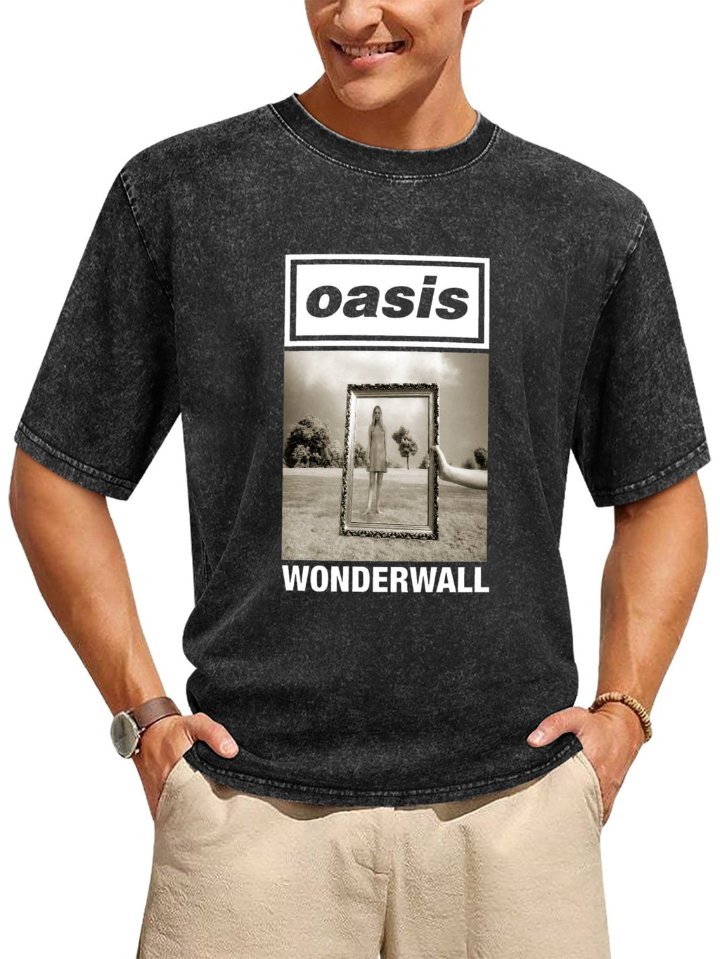 Oasis Wonderwall Framed Portrait Graphic T-Shirt