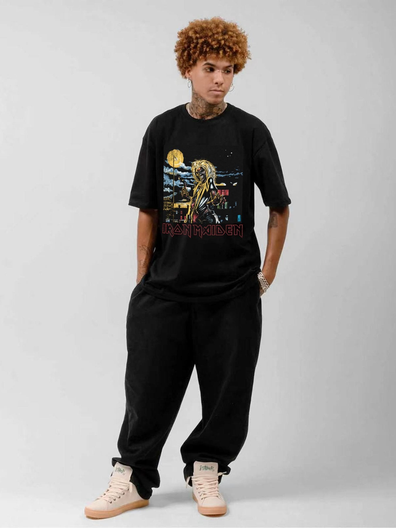Iron Maiden Eddie Night Scene Graphic T-Shirt