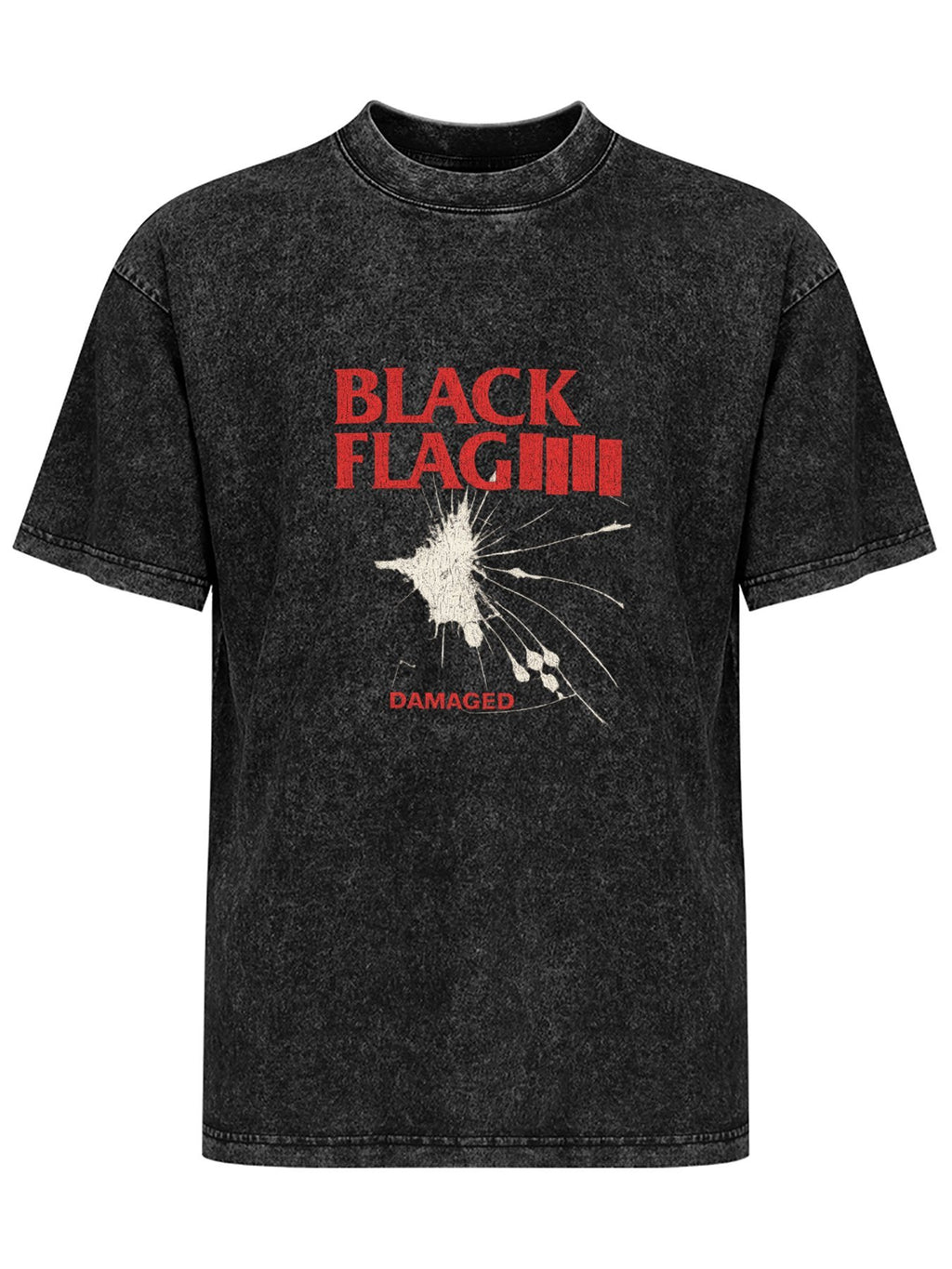Black Flag Damaged Graphic Washed T-Shirt