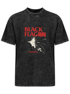 Black Flag Damaged Graphic Washed T-Shirt