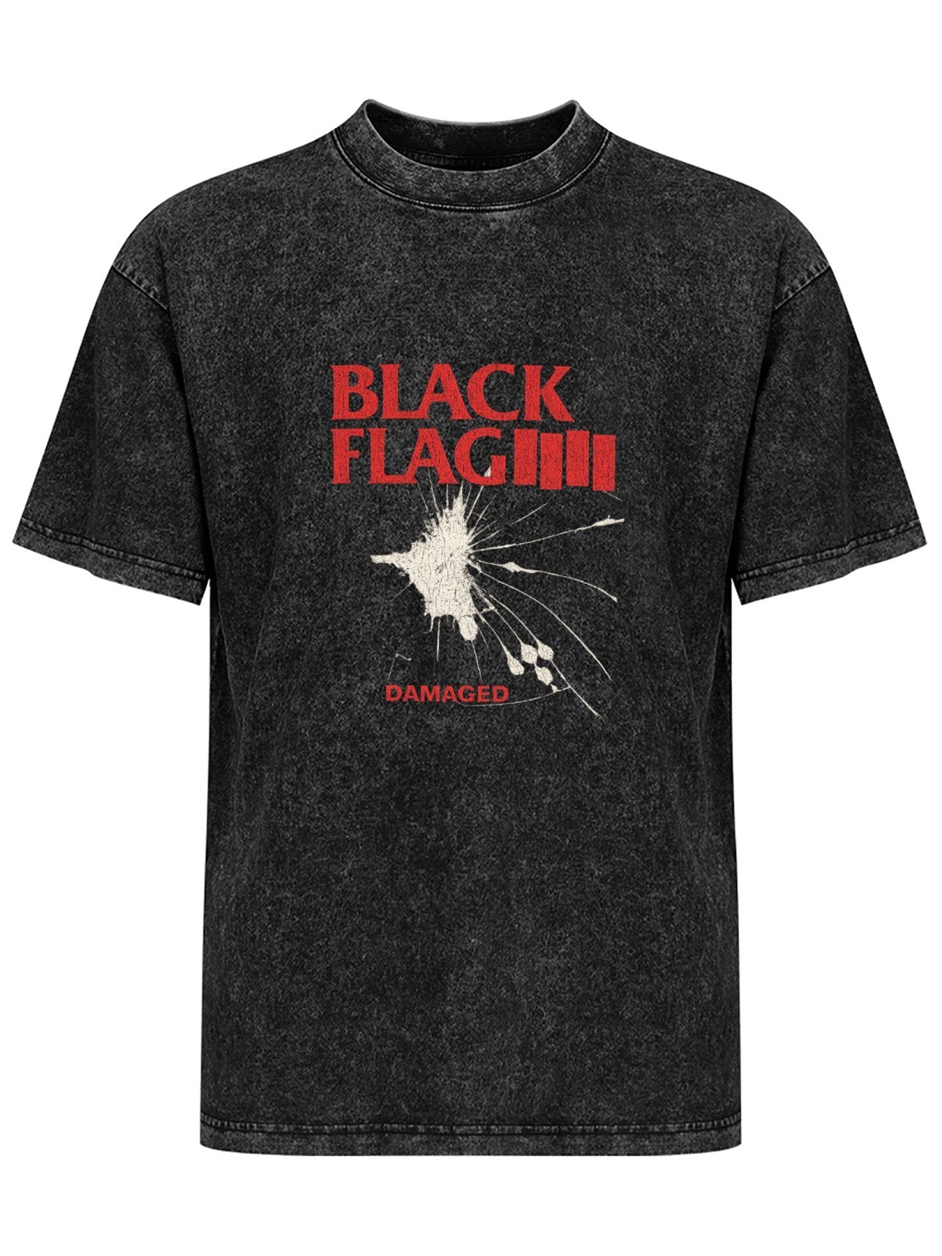 Black Flag Damaged Graphic Washed T-Shirt