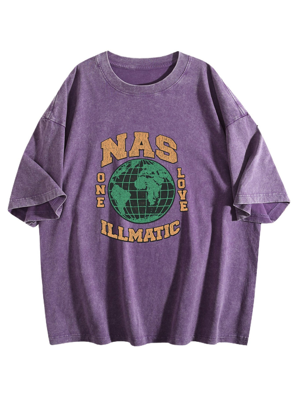 Nas One Love Illmatic Globe Graphic Washed T-Shirt
