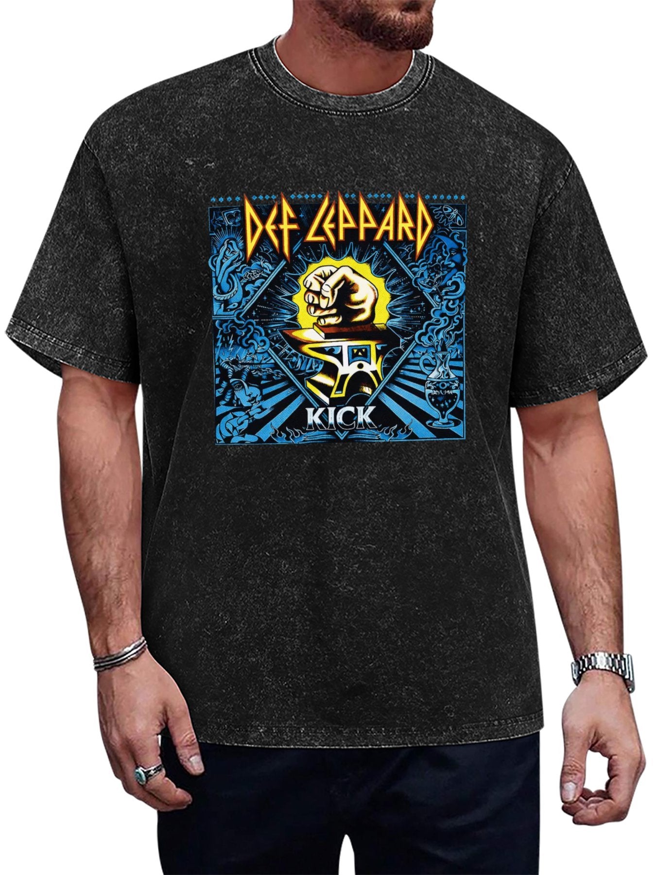 Vintage Washed Def Leppard Kick Graphic T-Shirt Main image