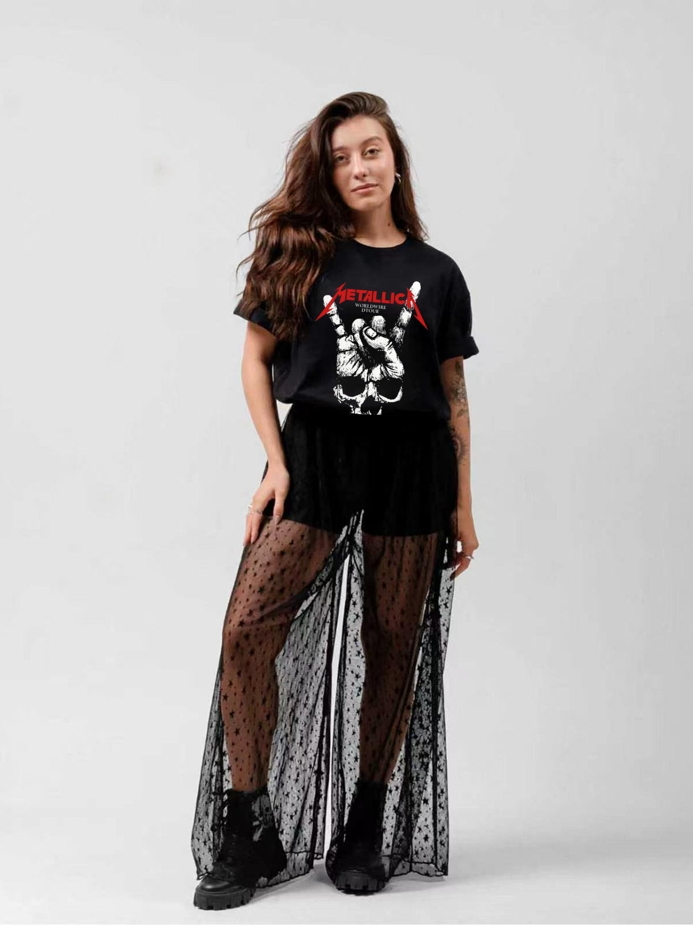Metallica Skull Horn Hand Graphic T-Shirt