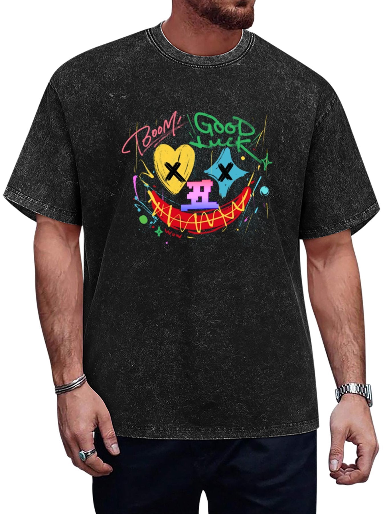 Good Luck Graffiti Smile Vintage Washed T-Shirt Main image