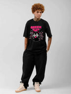 Green Day Cartoon Cat Punk Graphic T-Shirt