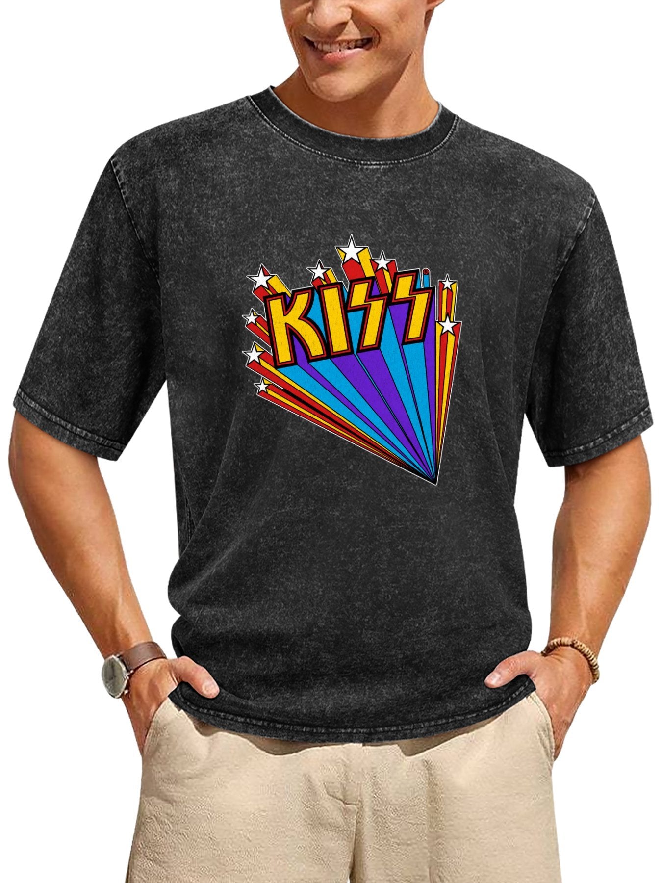 KISS Colorful Starburst Retro Graphic T-Shirt