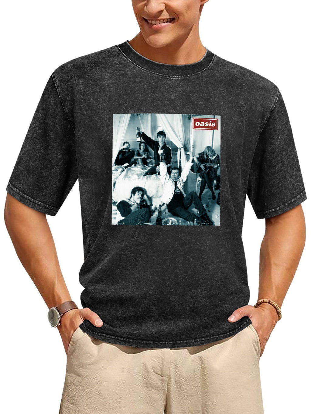 Oasis Bedroom Party Band Portrait Graphic T-Shirt