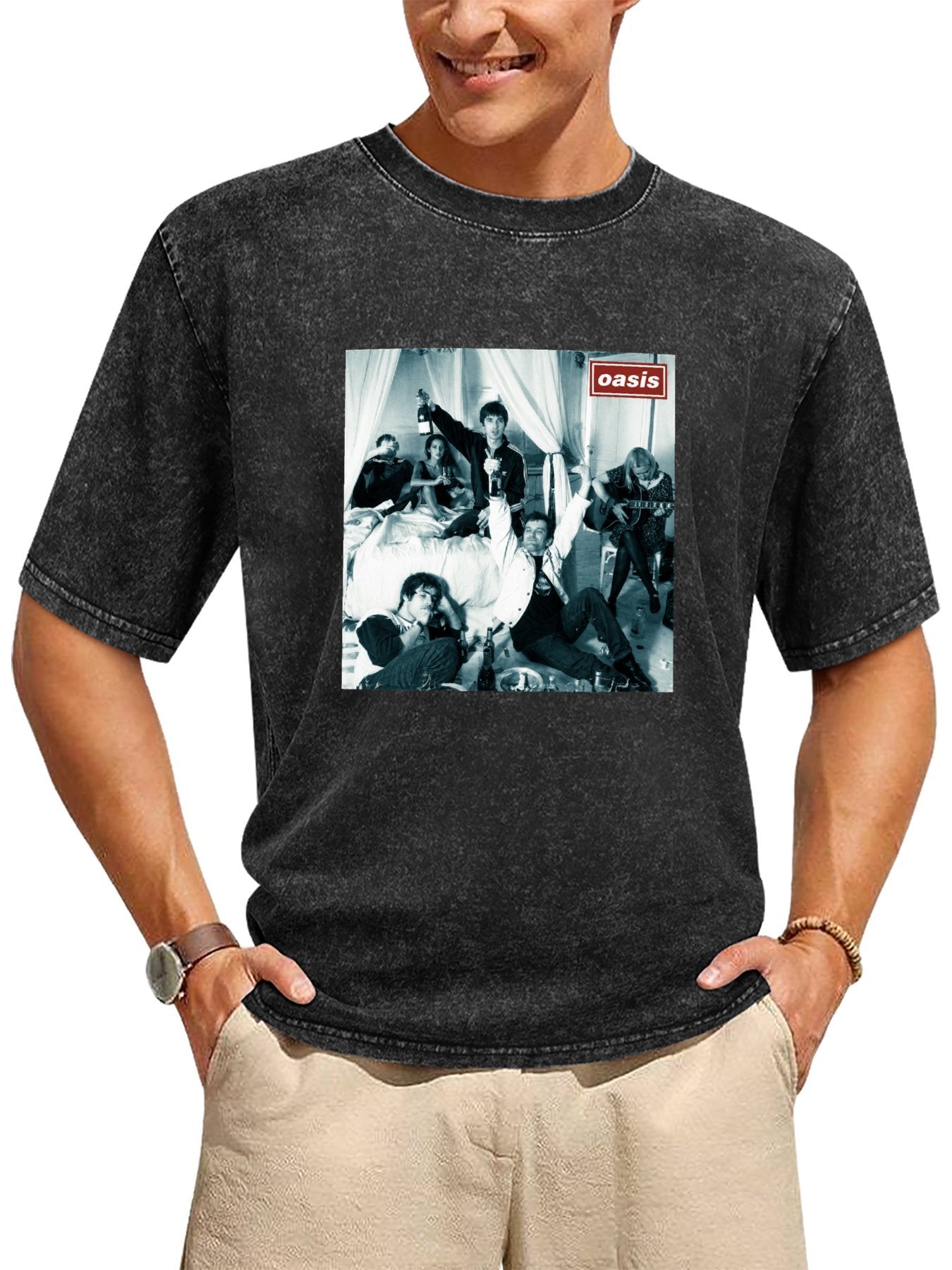 Oasis Bedroom Party Band Portrait Graphic T-Shirt
