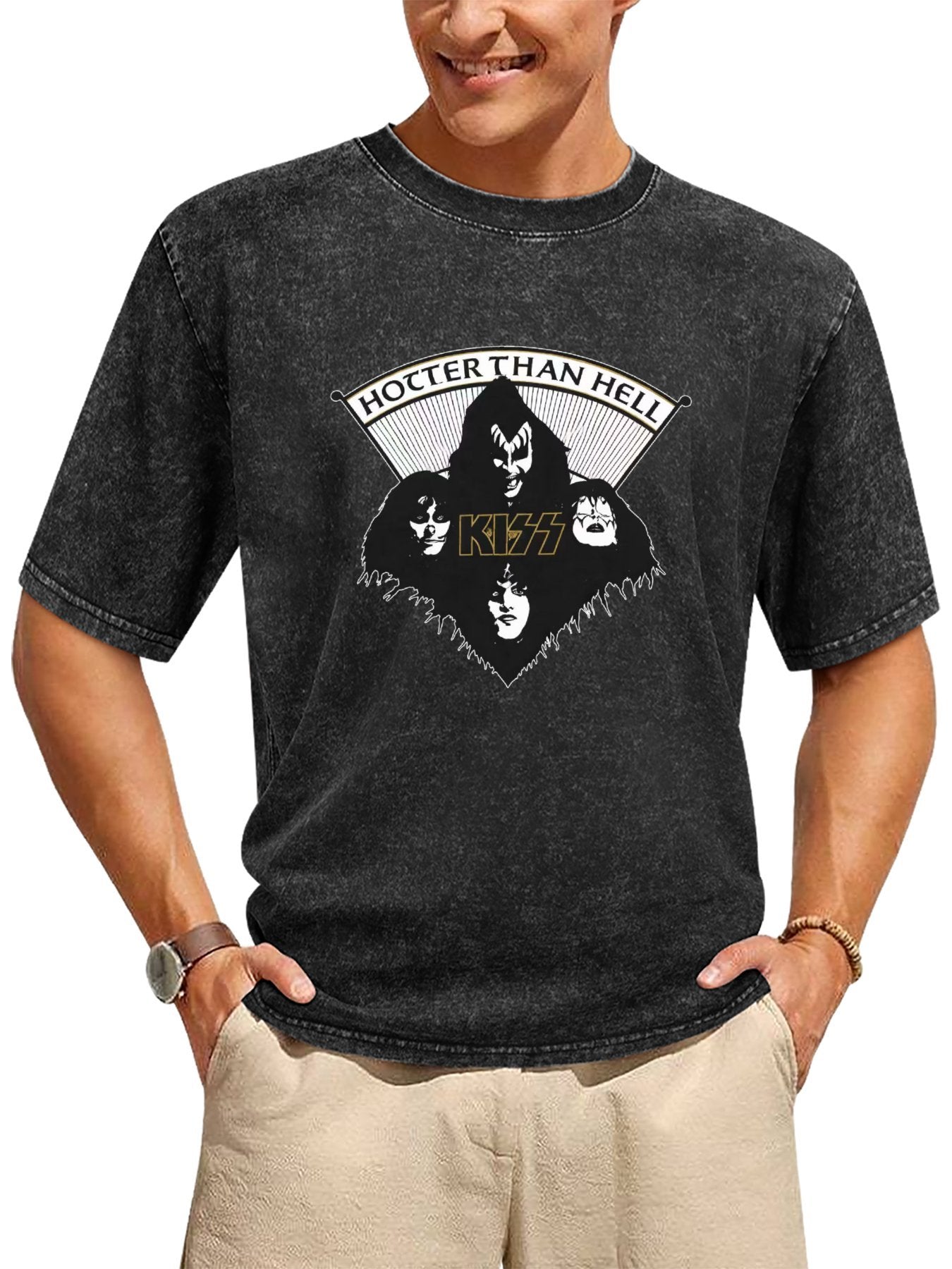 KISS Hotter Than Hell Band Portrait Graphic T-Shirt Secondary image