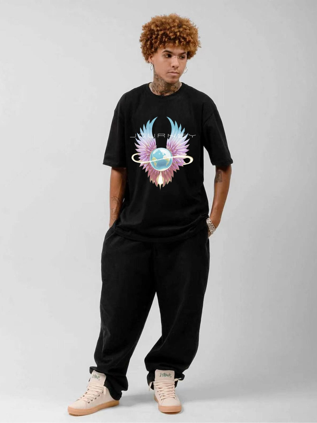 Journey Celestial Wings Globe Dreamscape Graphic T-Shirt