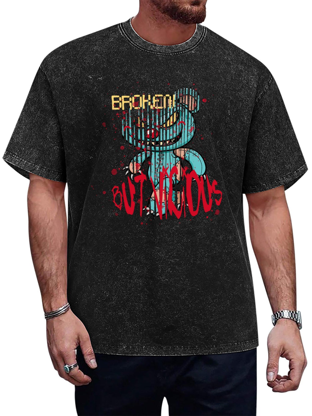 Glitch Bear But Vicious Vintage Washed T-Shirt