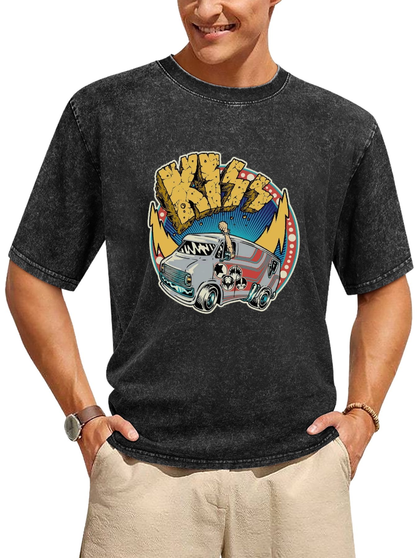 Vintage Washed Van Halen Rock Van Graphic T-Shirt