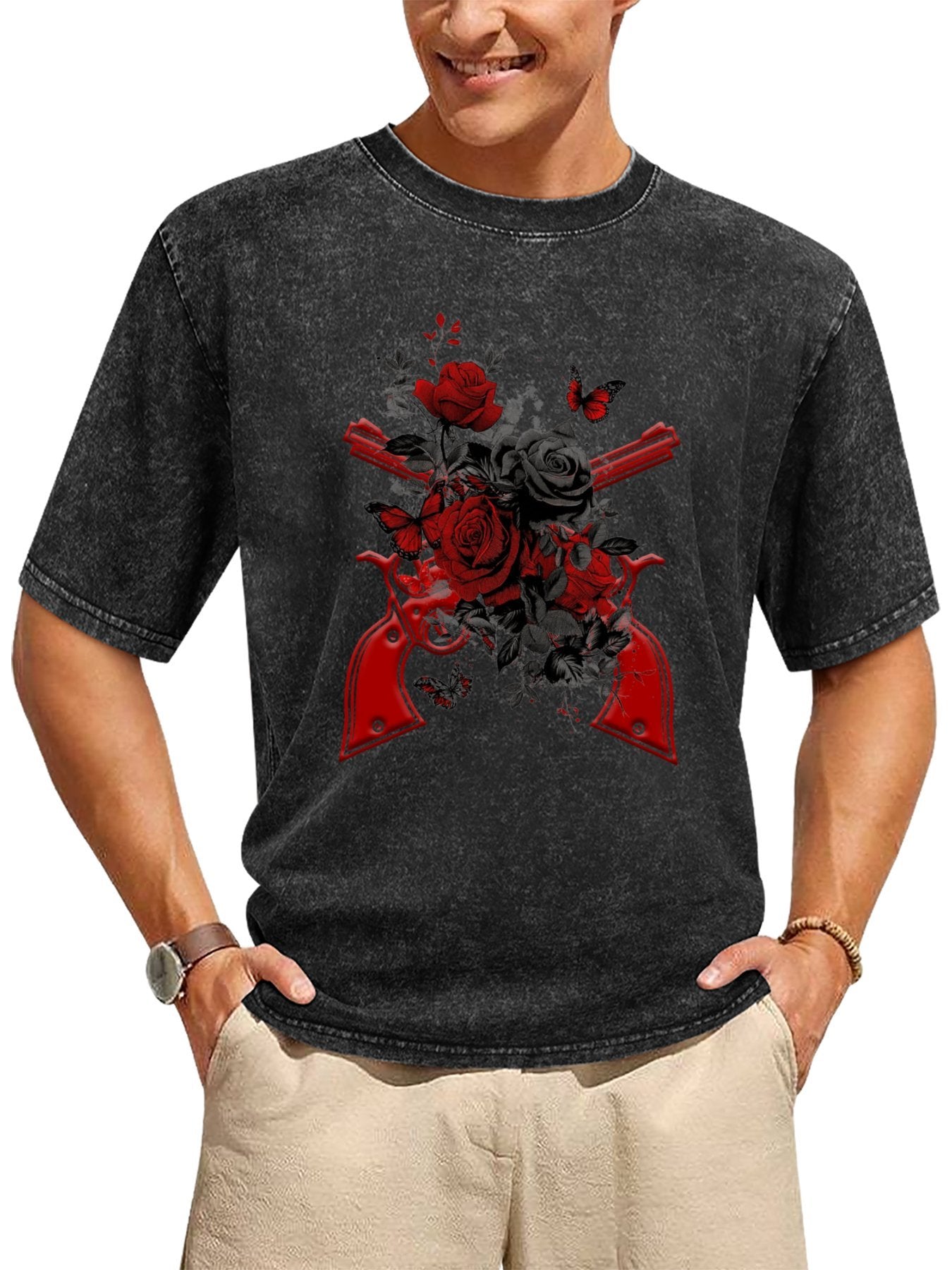 Vintage Washed Guns and Roses Revolver Graphic T-Shirt Secondary image