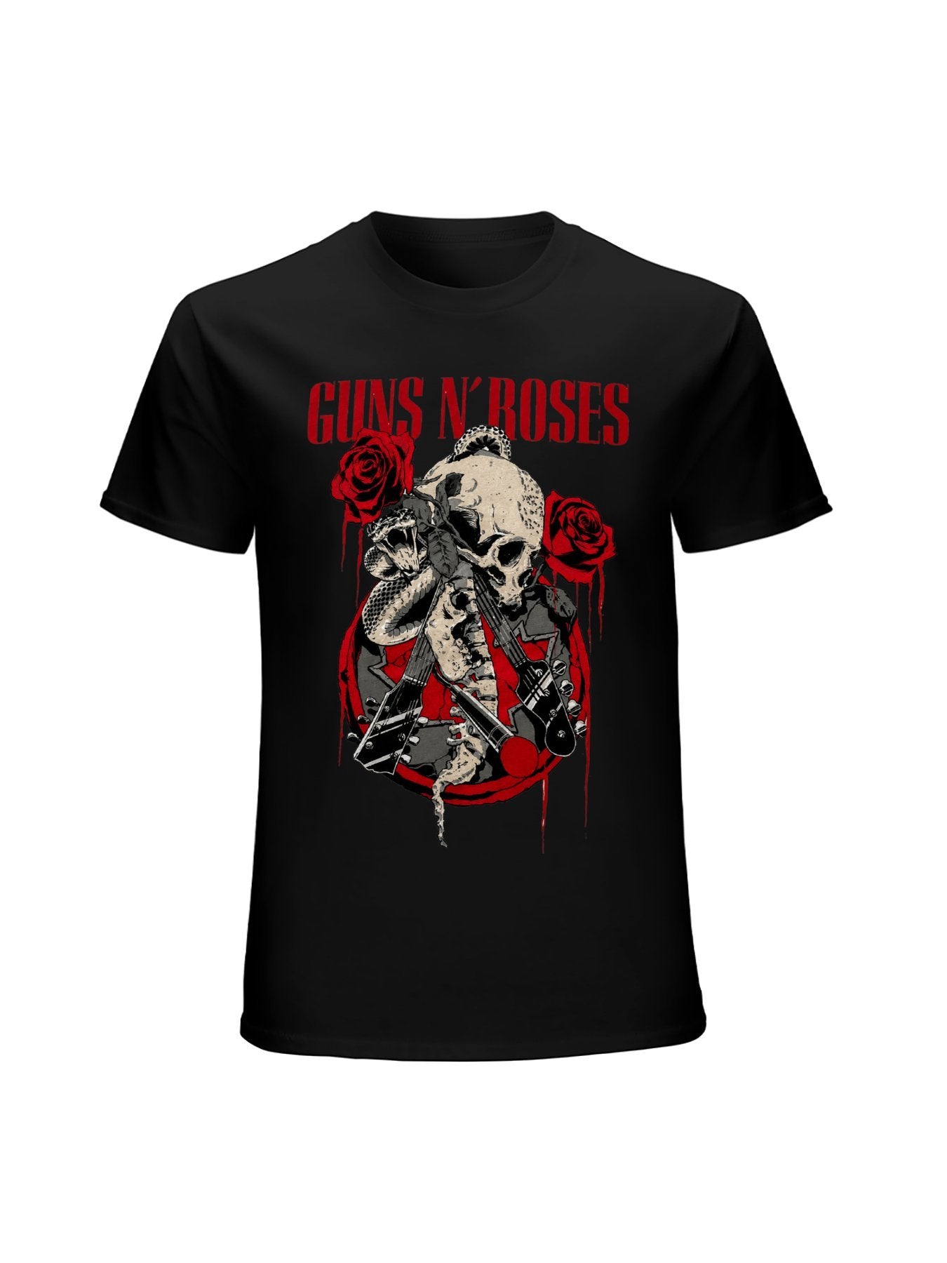 Guns N’ Roses Skull Guitar Rose Graphic T-Shirt