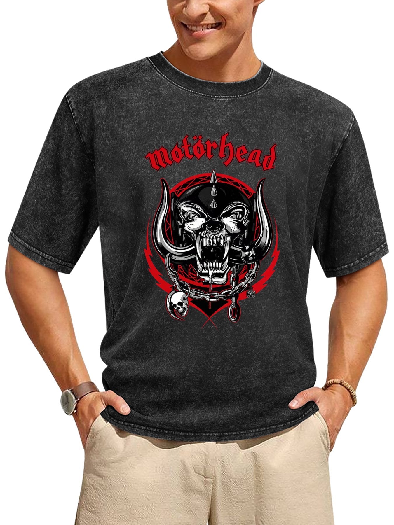 Vintage Washed Motörhead Warpig Chain Graphic T-Shirt