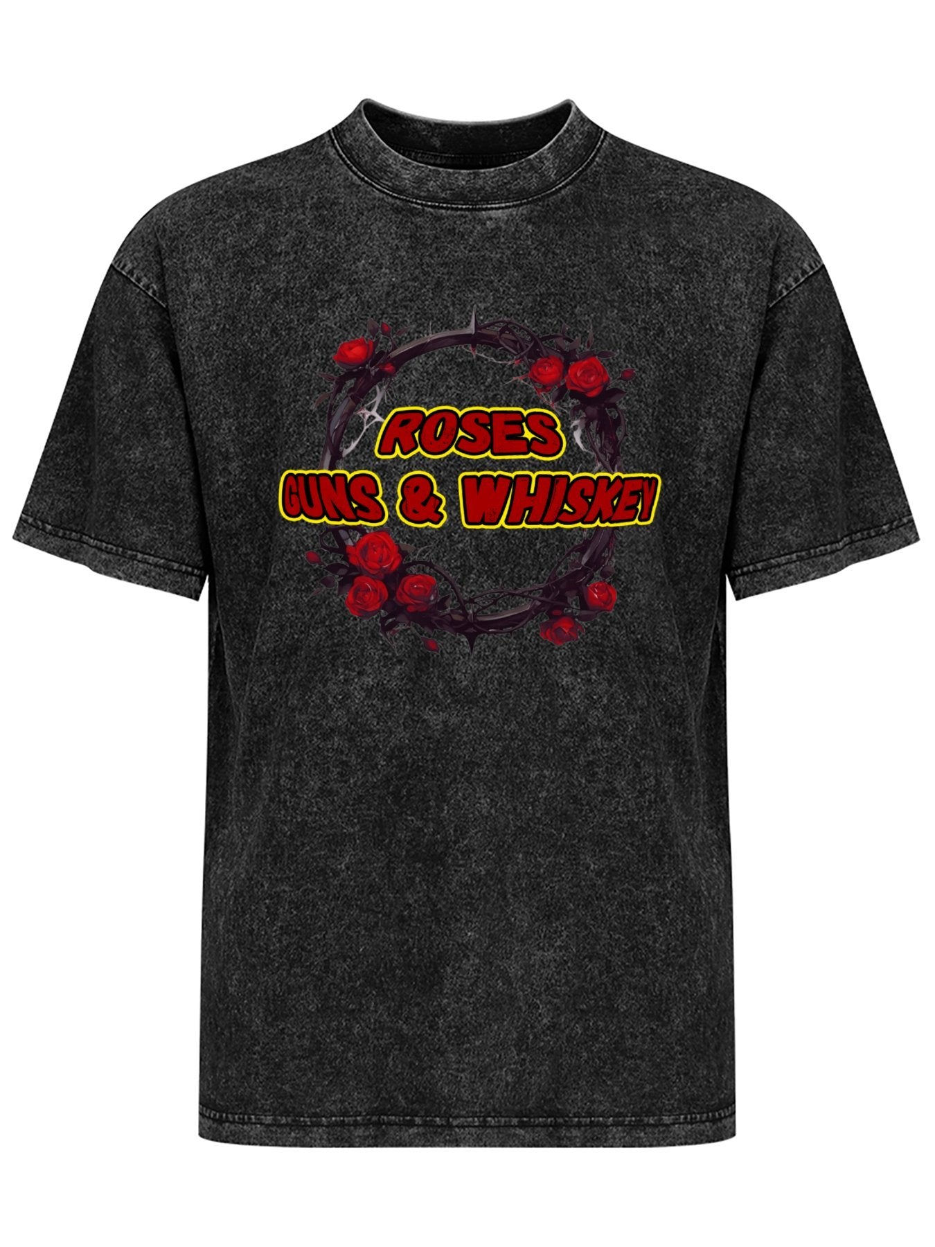 Vintage Washed Roses Guns & Whiskey Graphic T-Shirt