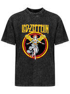 Vintage Washed Led Zeppelin Winged Angel Graphic T-Shirt
