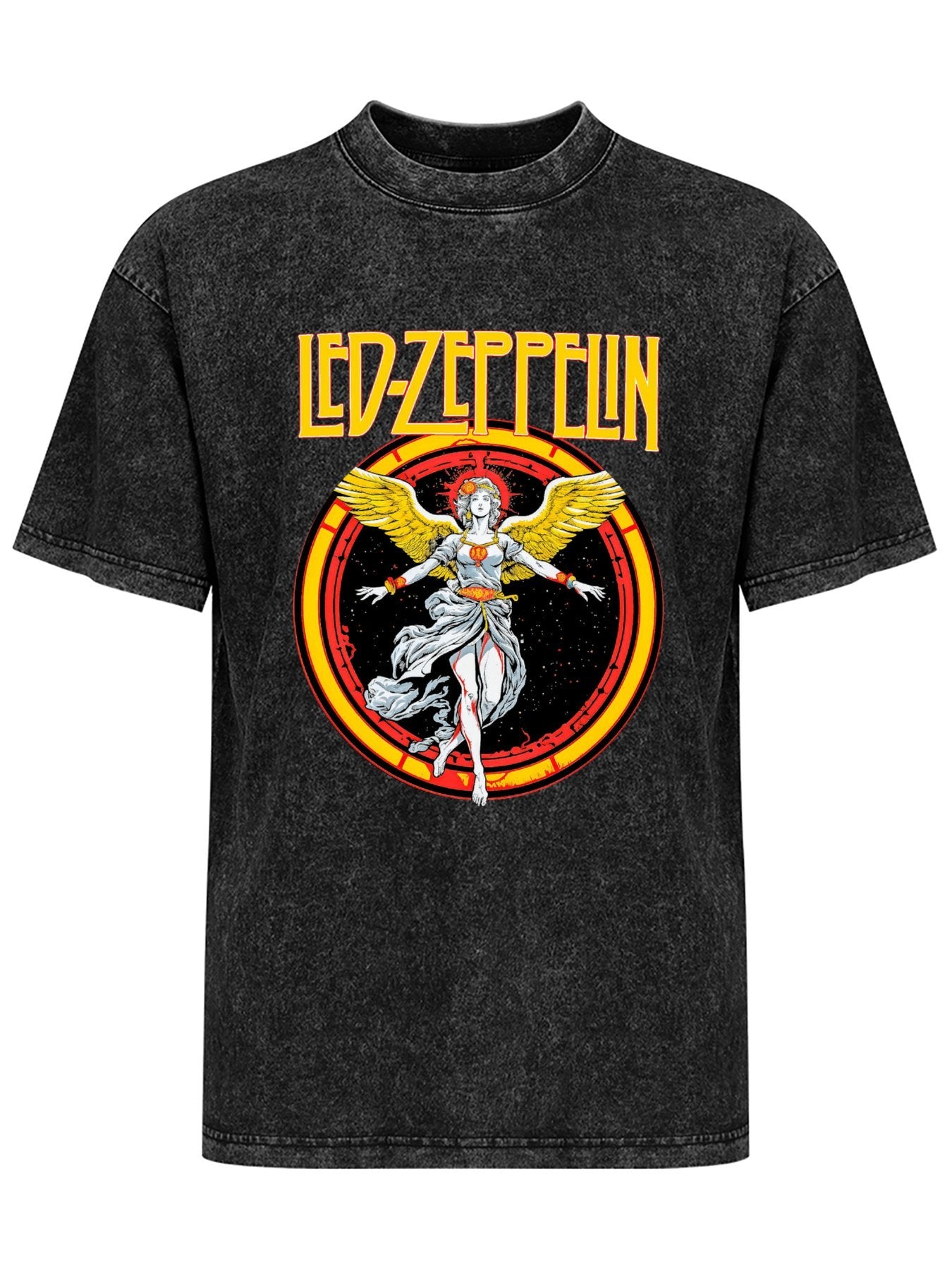 Vintage Washed Led Zeppelin Winged Angel Graphic T-Shirt