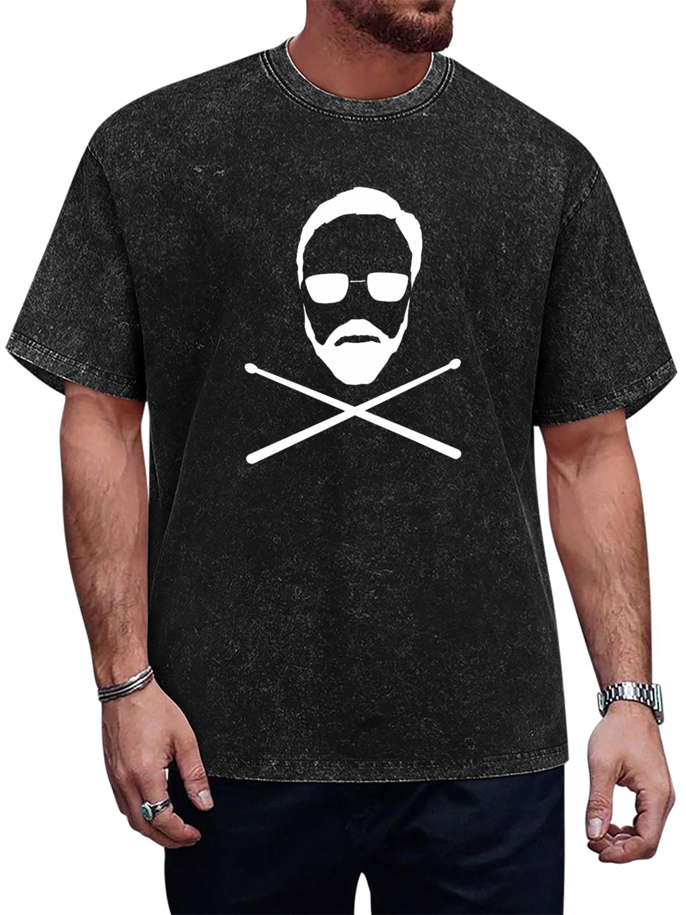 Queen Rock Icon Silhouette Crossed Drumsticks Graphic T-Shirt Main image