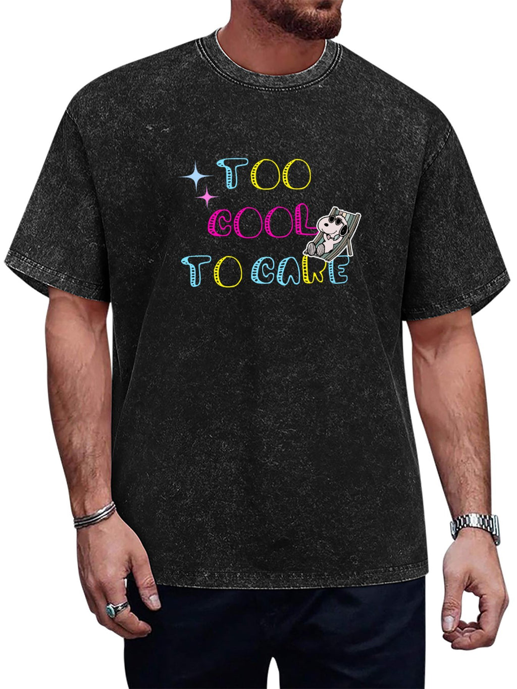 Too Cool to Care Dog Graphic Washed T-Shirt