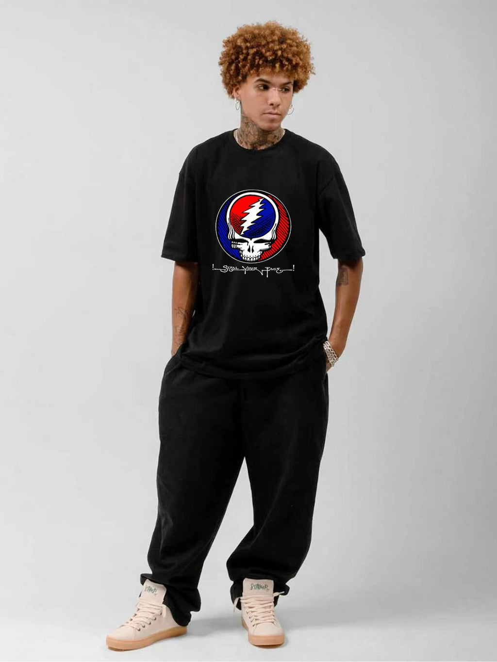 Grateful Dead Skull Lightning Bolt Retro T-Shirt