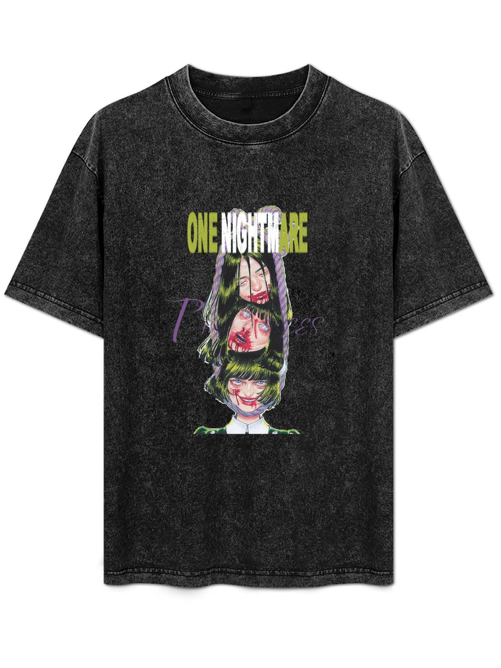 One Nightmare Horror Graphic Vintage Washed T-Shirt
