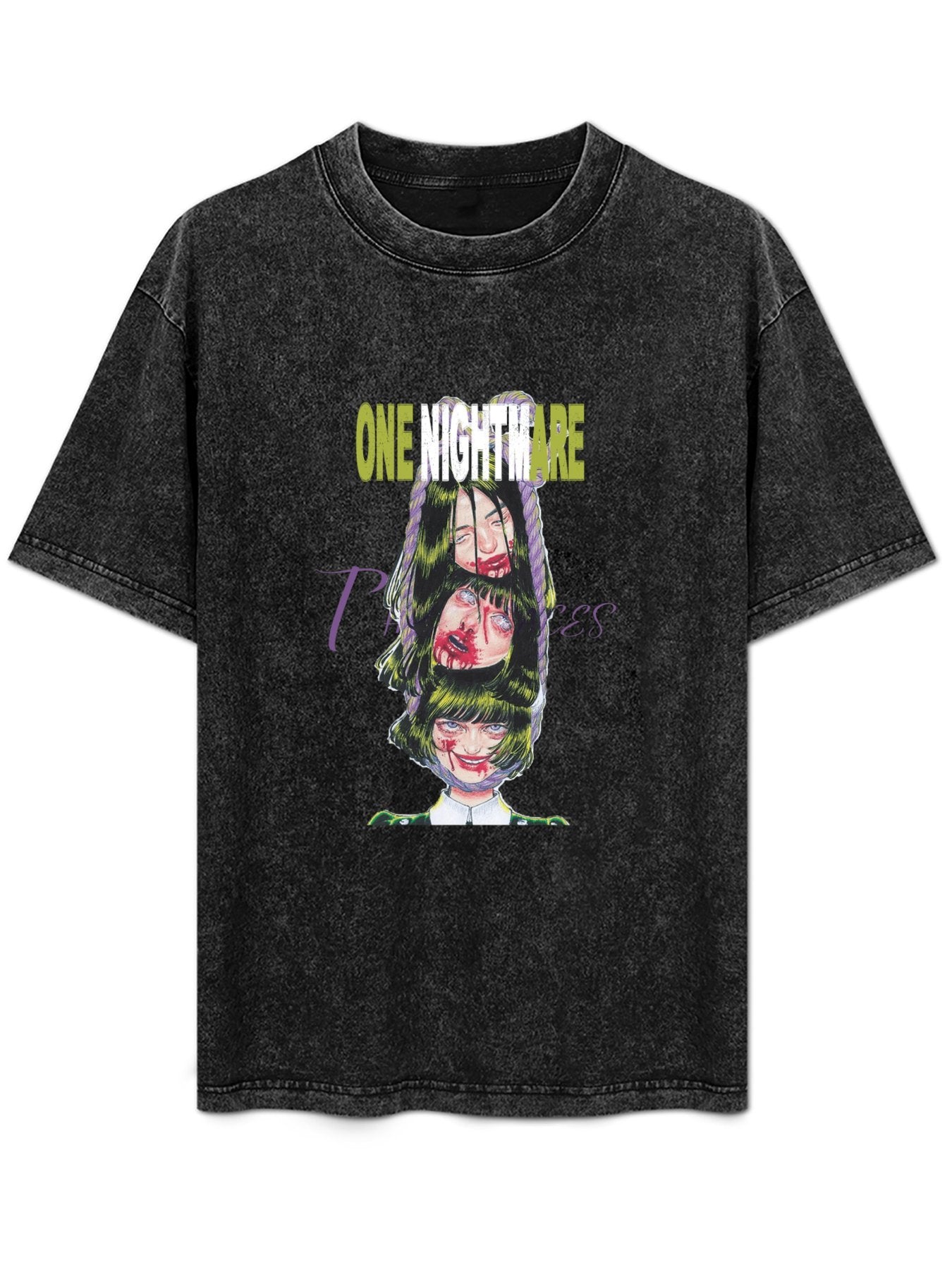 One Nightmare Horror Graphic Vintage Washed T-Shirt