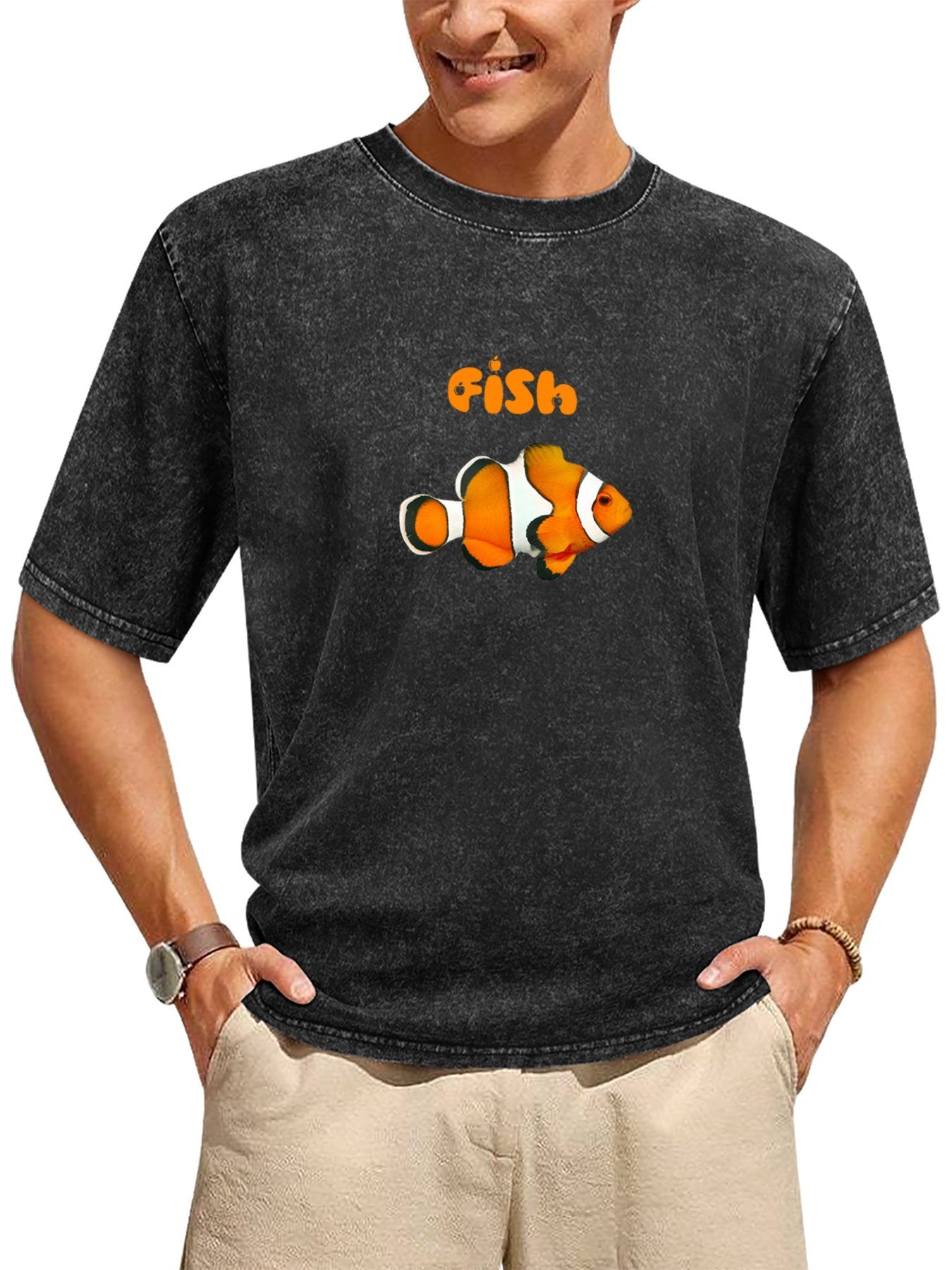 Clownfish Graphic Washed T-Shirt Secondary image