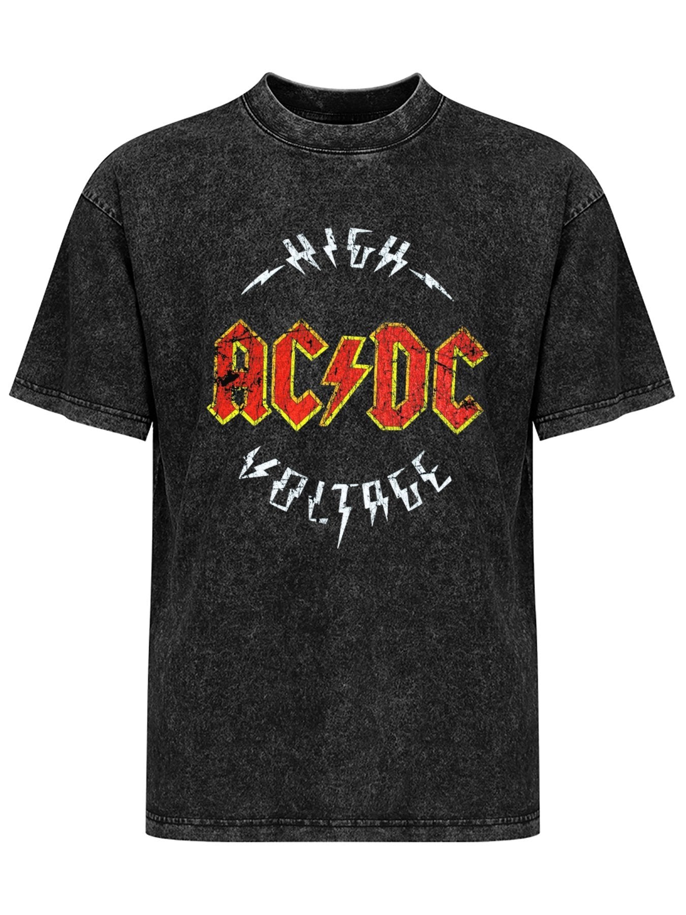 Vintage Washed AC/DC Distressed Logo Graphic T-Shirt