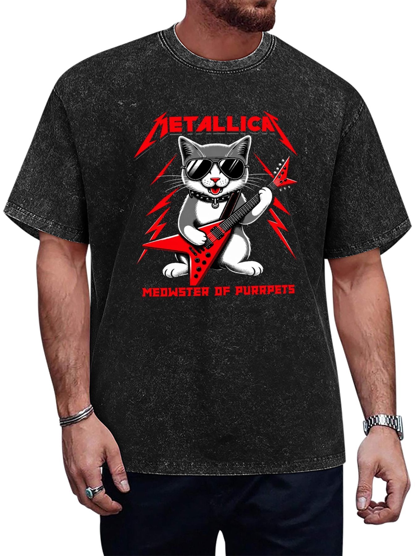 Metallica Meowster of Purrpets Cat Graphic T-Shirt Main image