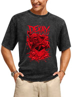 Vintage Washed DEKAY Red Skeleton Graphic T-Shirt